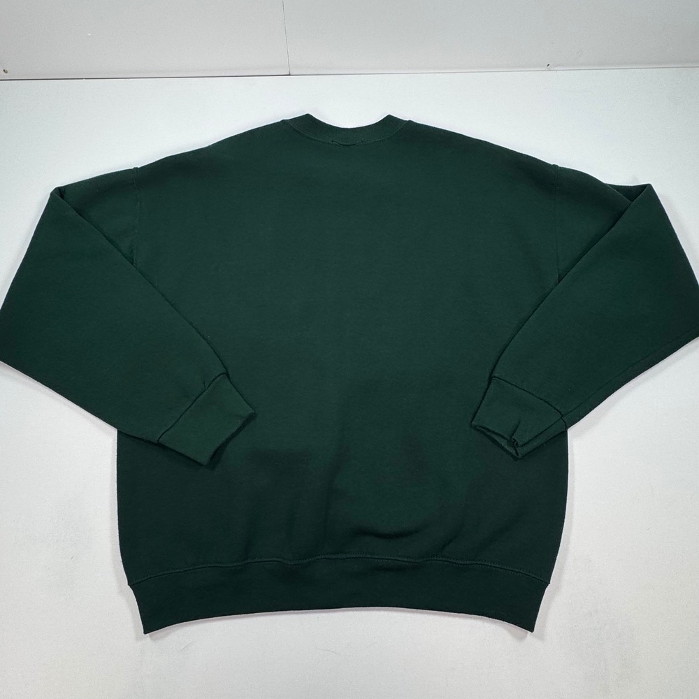 Vintage Fruit of the Loom Snowman Christmas Sweatshirt Green Large Made in USA - Picture 8 of 10